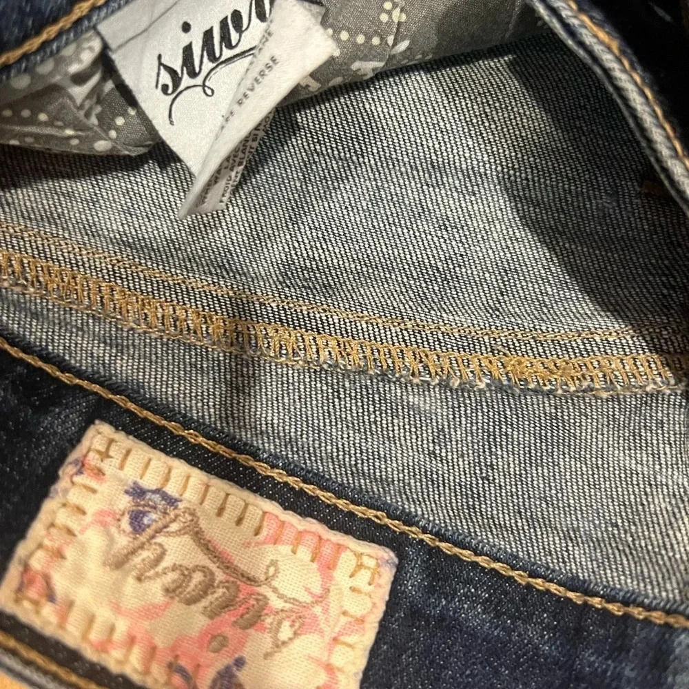 SIWY EUC Cutoff Denim Jean Shorts Stretch Bandana Pocket 28 - Picture 4 of 10